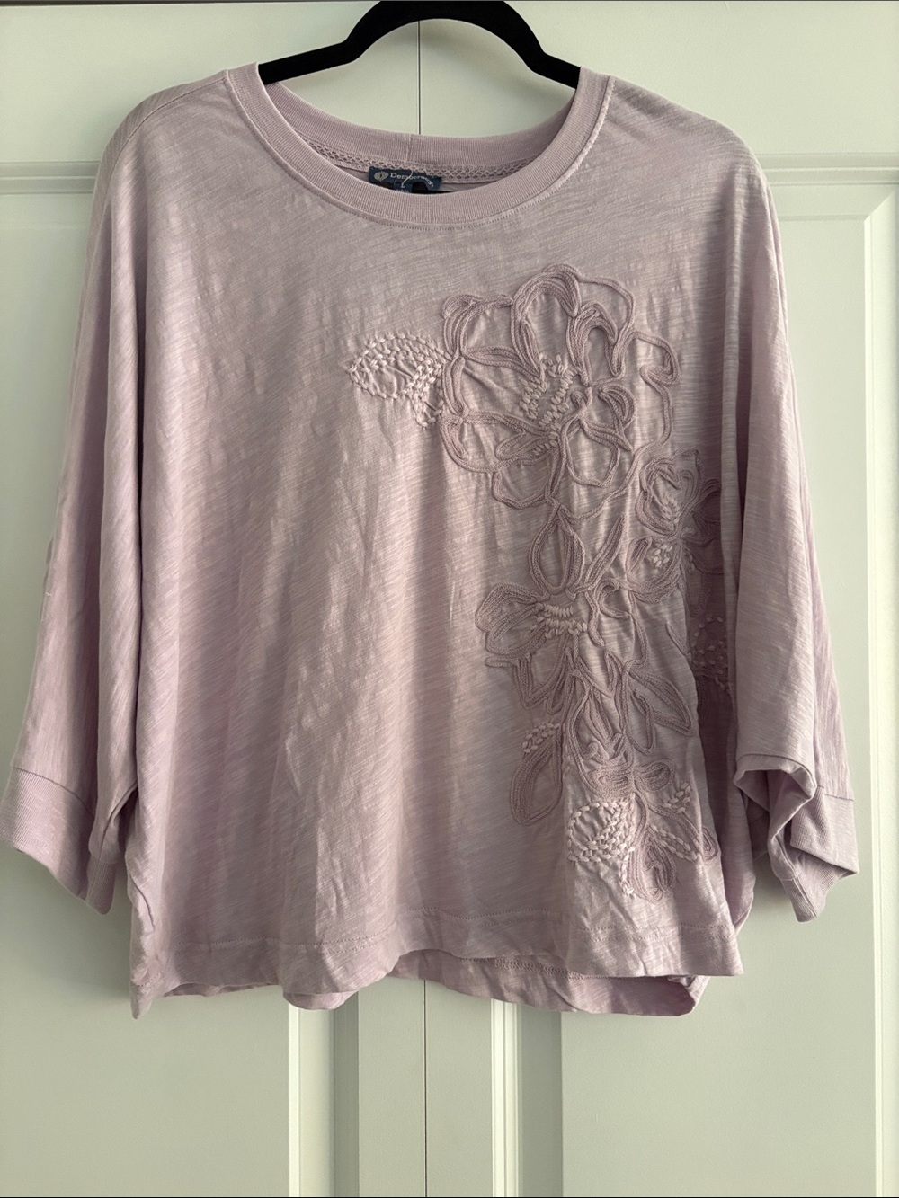 Democracy Floral Embroidered Dolman Sleeve Knit Top Size L - Picture 5 of 11